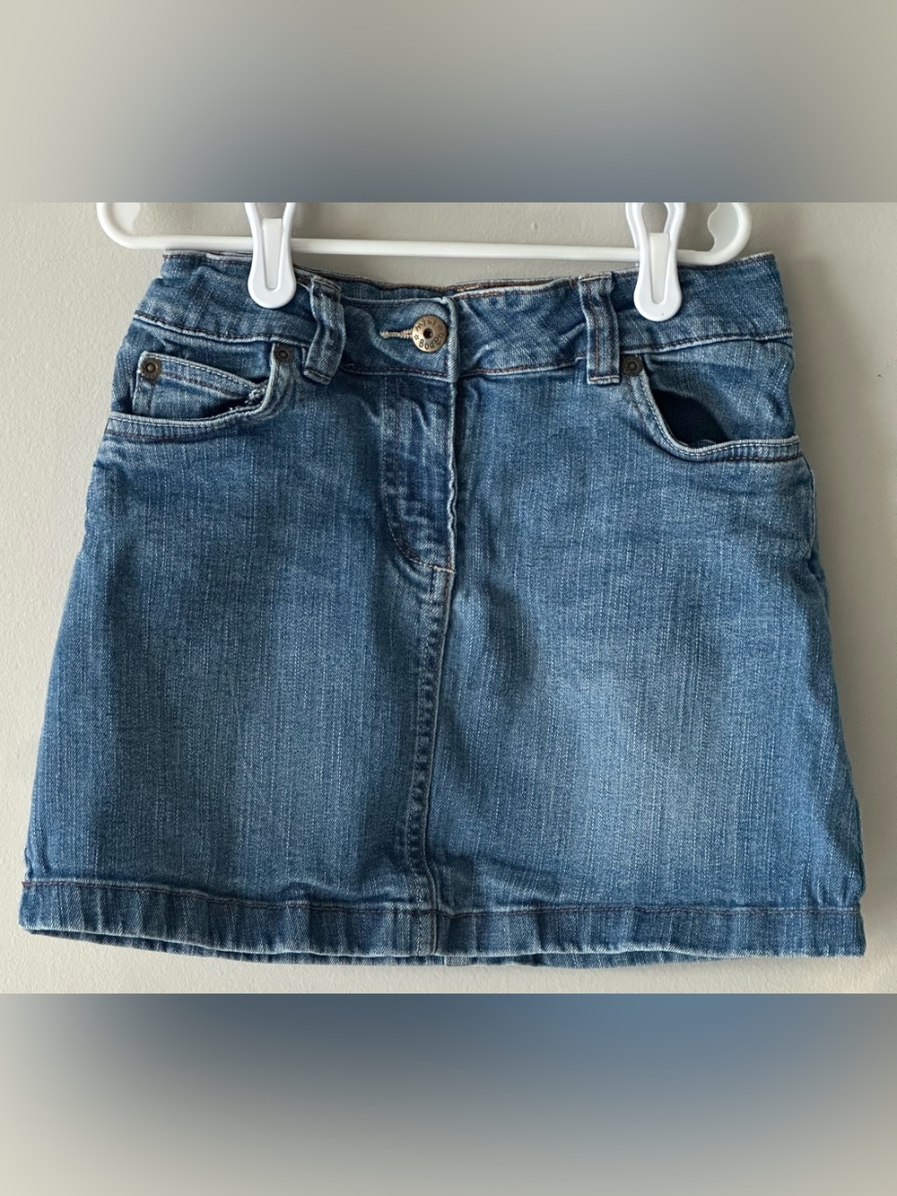Mini Boden 9-10y girls adjustable waist blue denim skirt